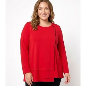 E.L.I size XL Red Pima Cotton Stretch Relaxed Contemporary Pima Cotton Top